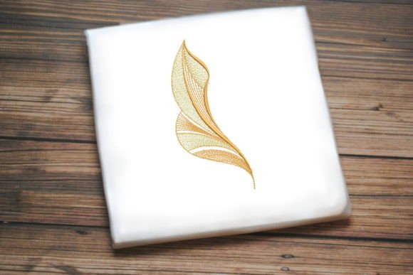Elegant Beautiful Feather Tree Leaf Embroidery
