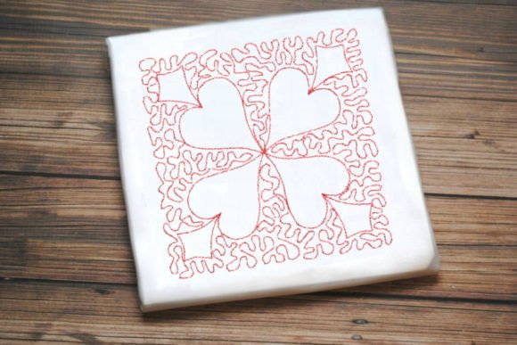 Elegant Red One Line Flower Embroidery Design