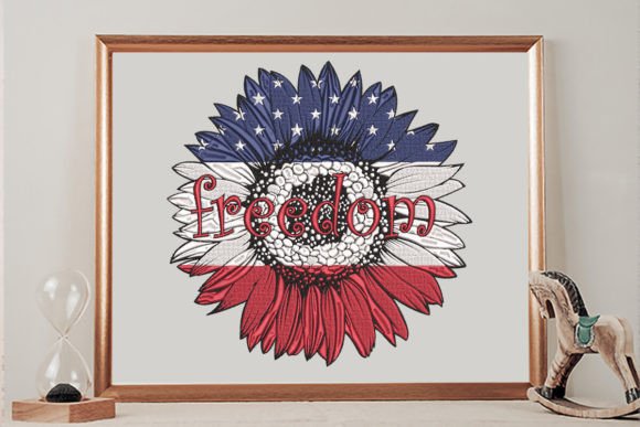 Flag USA Sunflower Freedom: A Charming Embroidery Design
