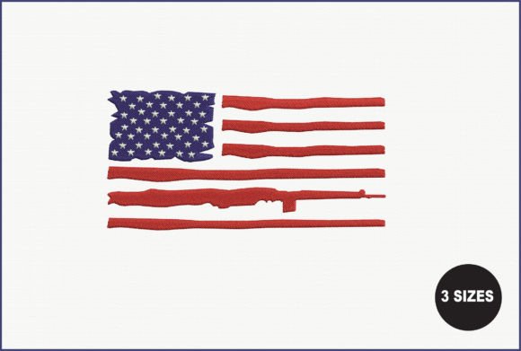 Gun USA Flag: A Bold Embroidery Design for Apparel