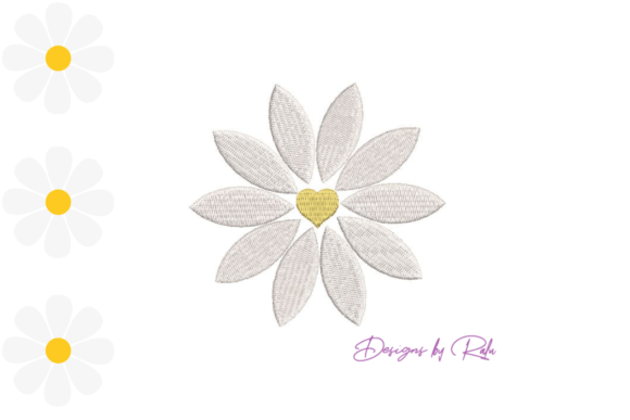 Heart Daisy Flower: A Charming Embroidery Design