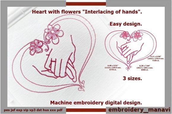 Heart Hands: A Delicate Floral Embroidery Design