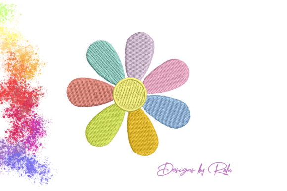 Rainbow Flower Colorful Wildflower: A Vibrant Embroidery Design
