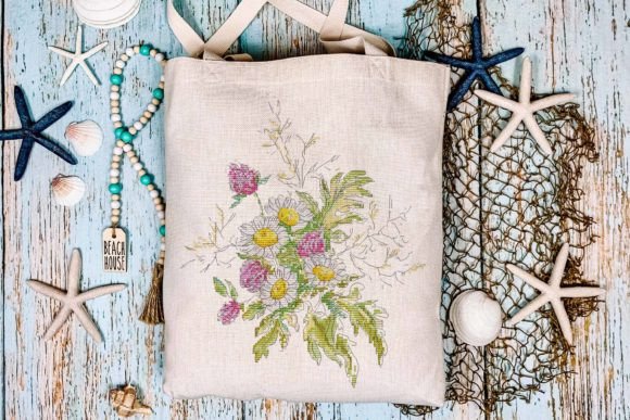Red Clover with Chamomile: A Charming Cross Stitch