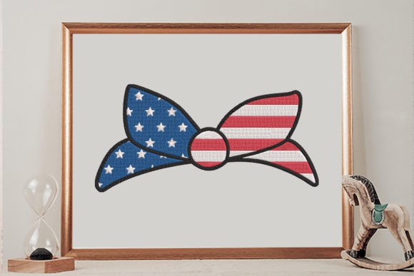 USA Flag Bow: A Whimsical 4th of July Embroidery